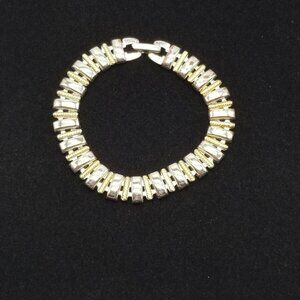 Napier Silver Tone Gold Tone Metal Bar Link Bracelet